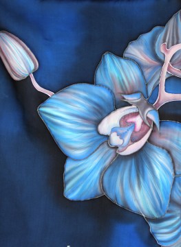 Орхидеи синие платок_80х80 _ нат.атлас